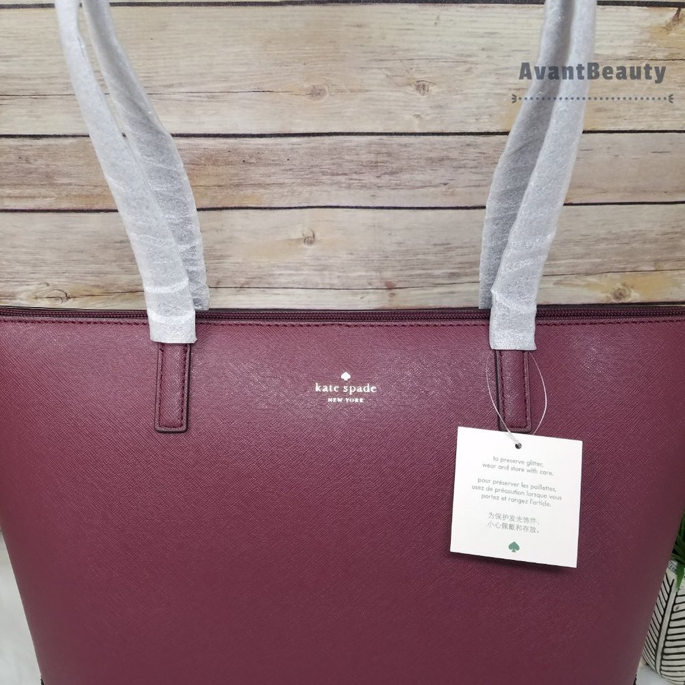 Kate Spade Penny Greta Court Cherrywood Tote New - Picture 10 of 15